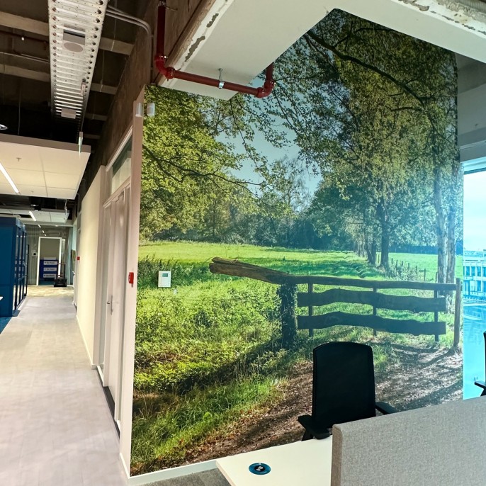 Grafisch fotobehang op kantoor